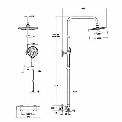 Artema Aquaheat Joy 200 Krom Termostatik Duş Sistemi A47200 - 5