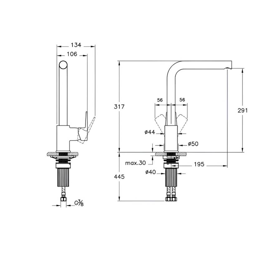 Artema Flow Square Krom Eviye Bataryası A43396 - 2