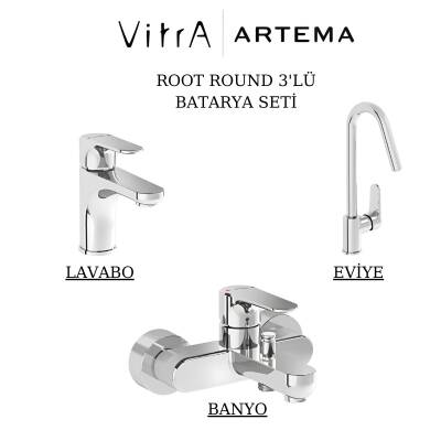 Artema Root Round Krom Lavabo-Banyo-Eviye Bataryası 3'lü Set A42705-A42725-A42742