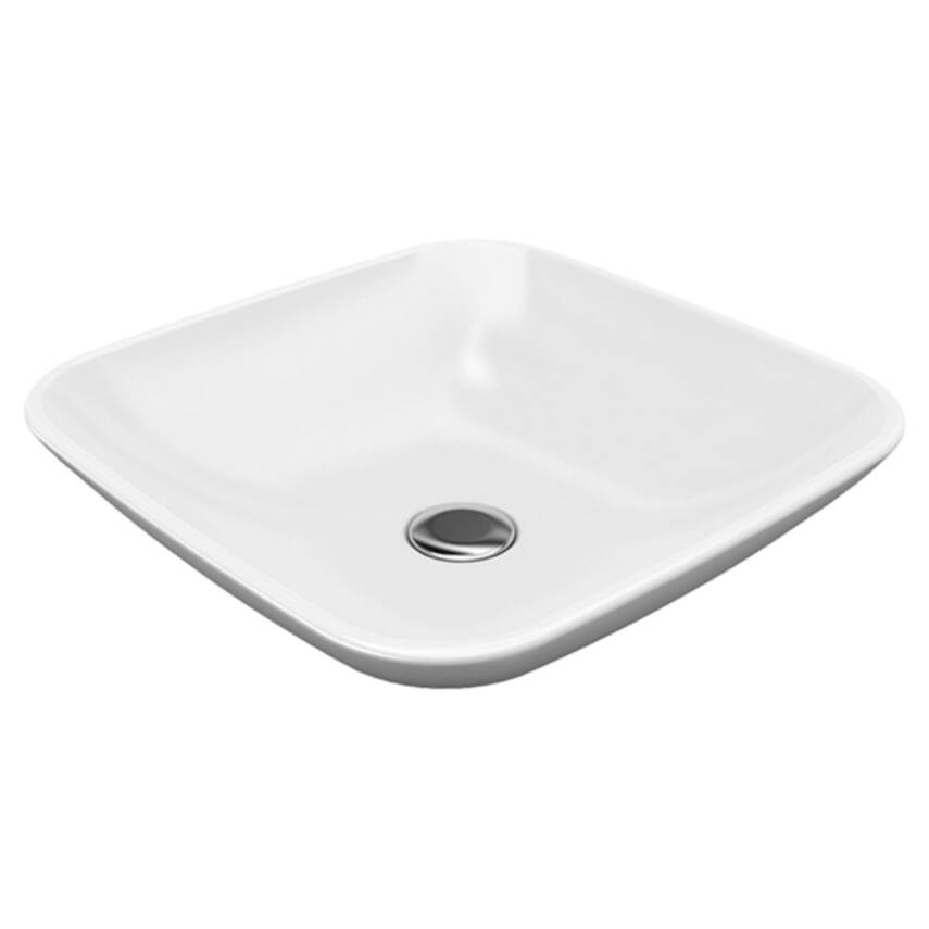 Bien Harmony Kare Tezgâh Üstü Batarya Deliksiz Beyaz Lavabo 43x43 Cm - 3