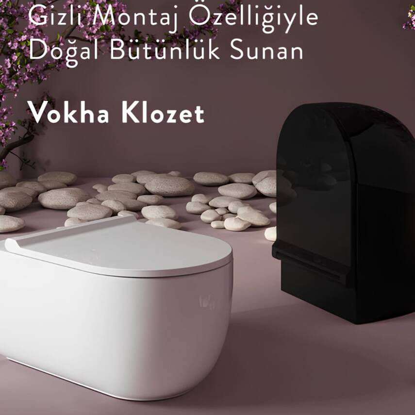 Bien Vokha Kanalsız  Mat Siyah Asma Klozet, Bien Vokha Duroplast Siyah Yavaş Kapak - 3