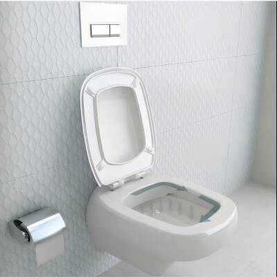 Bocchi Fenice Kanalsız Beyaz Asma Klozet 1166-001-0128, Bocchi Duroplast Yavaş Kapak - 2