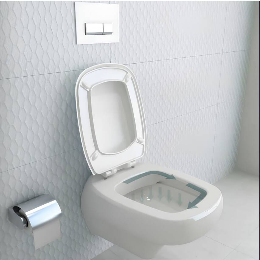 Bocchi Fenice Kanalsız Beyaz Asma Klozet 1166-001-0128, Bocchi Duroplast Yavaş Kapak - 2