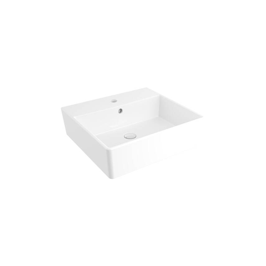 Bocchi Milano Tezgâh Üstü Batarya Delikli Parlak Beyaz Kare Lavabo 50x45 Cm 1216-062-0126 - 2
