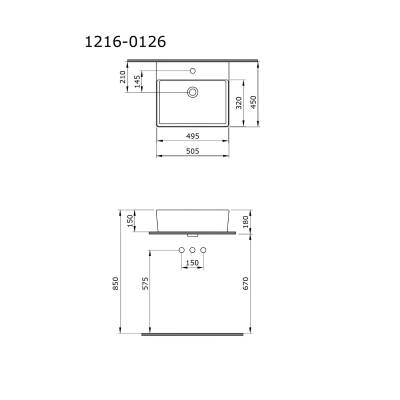 Bocchi Milano Tezgâh Üstü Batarya Delikli Parlak Beyaz Kare Lavabo 50x45 Cm 1216-062-0126 - 3