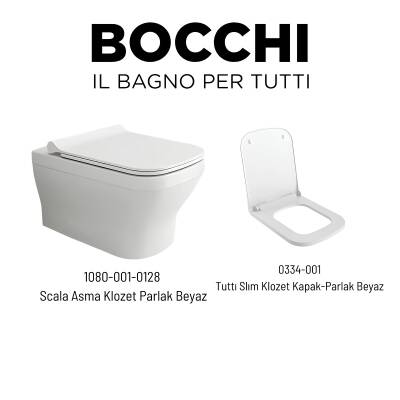 Bocchi Scala Kanallı Beyaz Asma Klozet 1080-001-0128, Bocchi Duroplast Yavaş Kapak