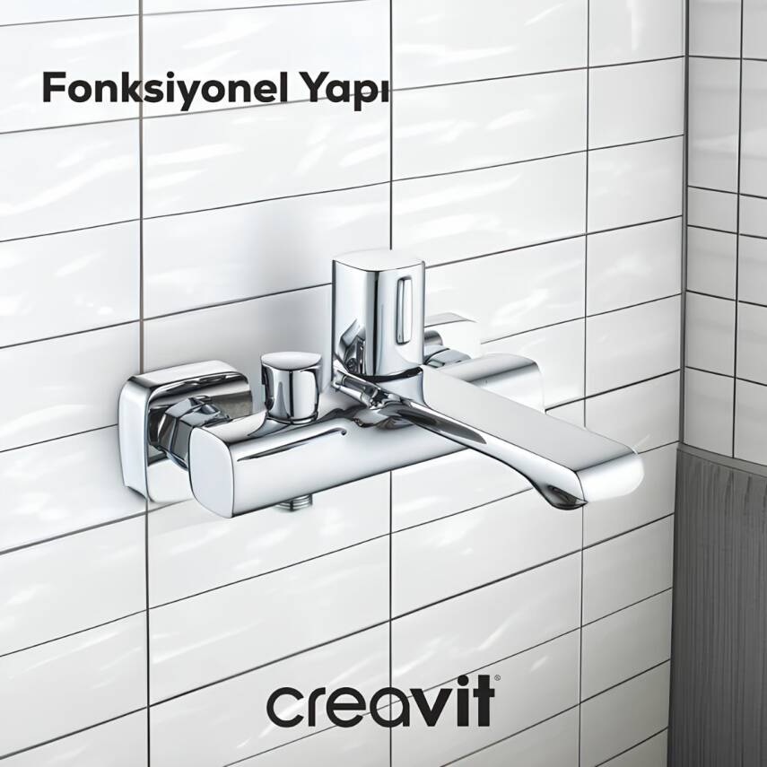 Creavit Alfa Krom Lavabo-Banyo-Eviye Bataryası 3'lü Set AL1500-AL2500-AL8500 - 2