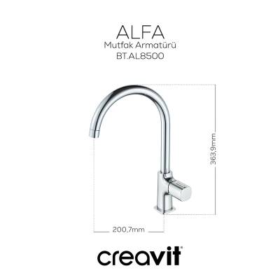Creavit Alfa Krom Lavabo-Banyo-Eviye Bataryası 3'lü Set AL1500-AL2500-AL8500 - 7