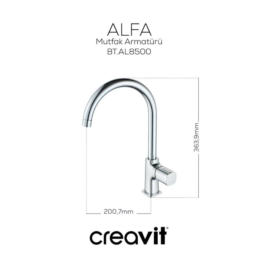 Creavit Alfa Krom Lavabo-Banyo-Eviye Bataryası 3'lü Set AL1500-AL2500-AL8500 - 7