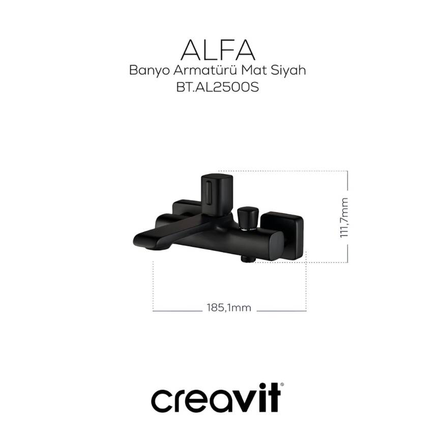 Creavit Alfa Mat Siyah Banyo Bataryası AL2500S - 3