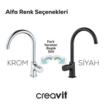 Creavit Alfa Mat Siyah Eviye Bataryası AL8500S - 2
