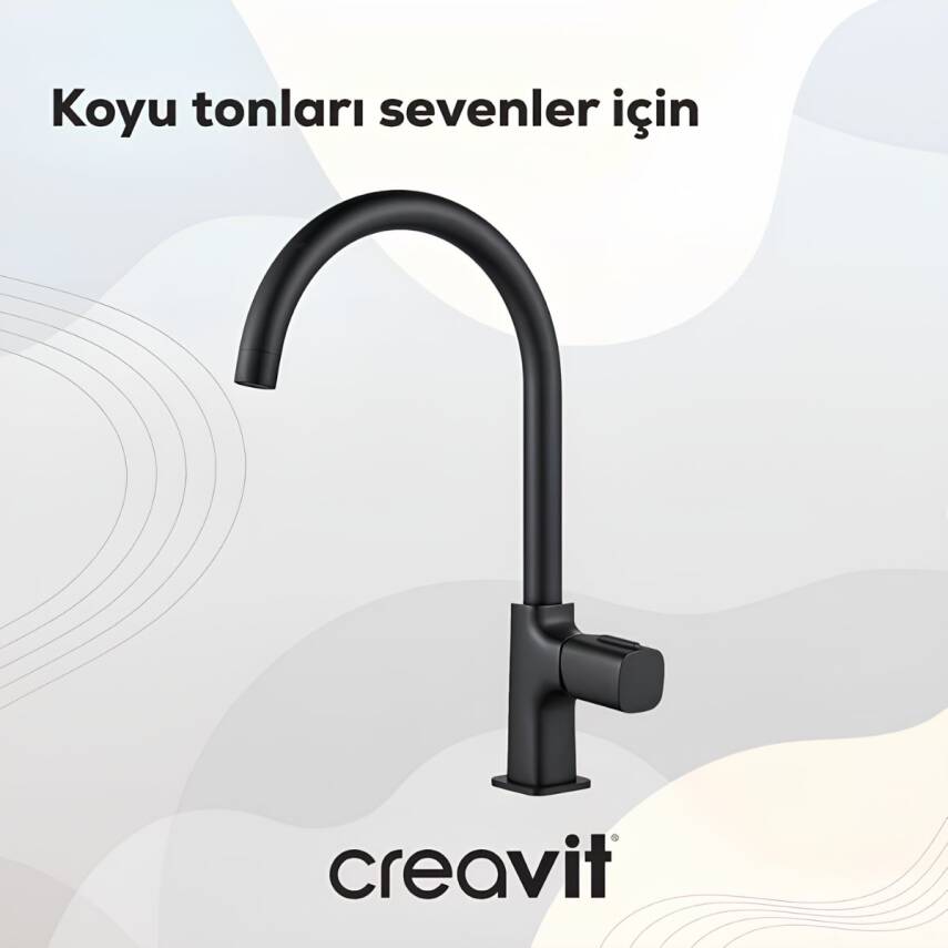 Creavit Alfa Mat Siyah Eviye Bataryası AL8500S - 3