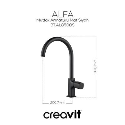 Creavit Alfa Mat Siyah Eviye Bataryası AL8500S - 4