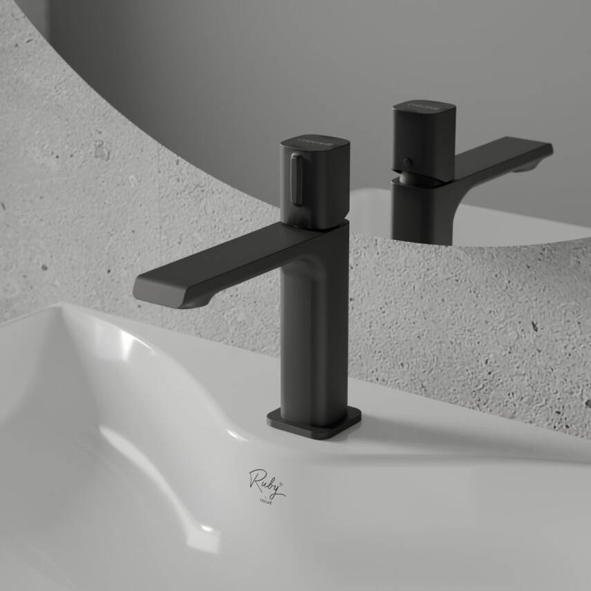 Creavit Alfa Mat Siyah Lavabo Bataryası AL1500S - 1