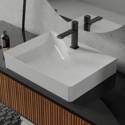 Creavit Alfa Mat Siyah Lavabo Bataryası AL1500S - 2