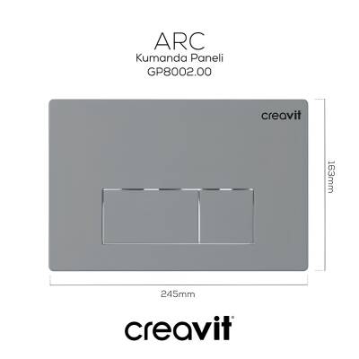 Creavit Arc Mat Gri Gömme Rezervuar Seti Asma Klozet Uyumlu 8 Cm 3/6 Litre GR5001-GP8002-MS.AC50L - 3