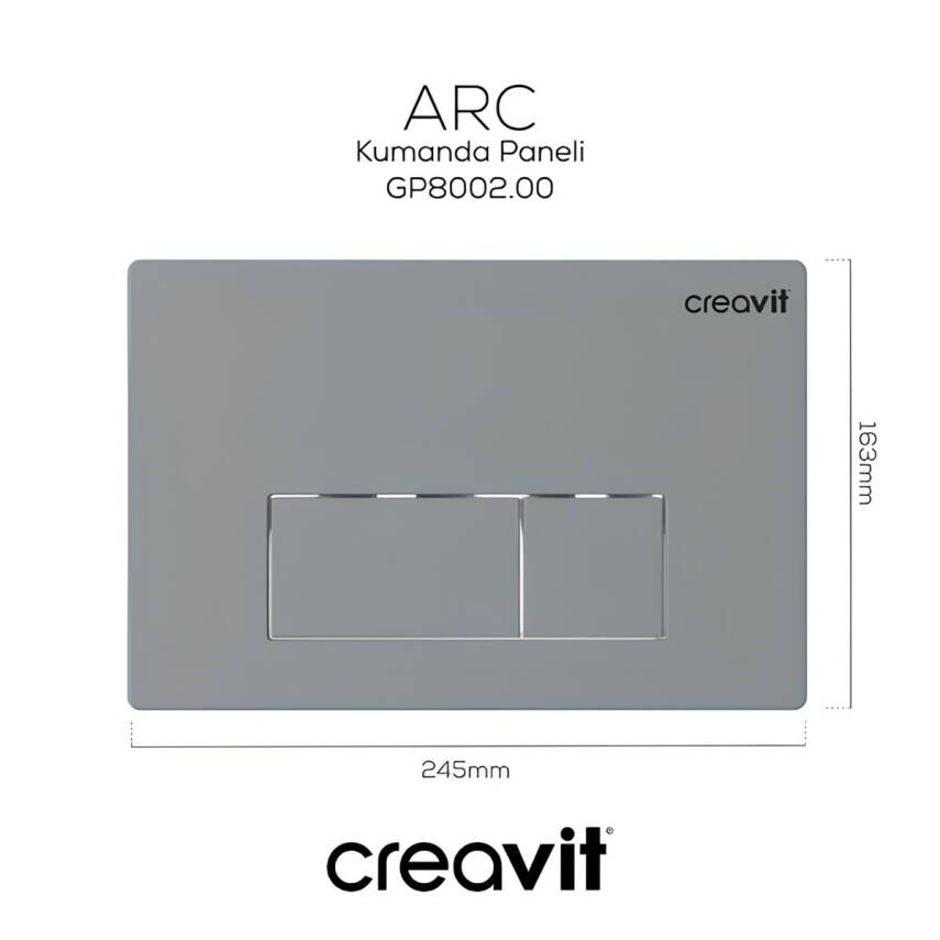 Creavit Arc Mat Gri Gömme Rezervuar Seti Asma Klozet Uyumlu 8 Cm 3/6 Litre GR5001-GP8002-MS.AC50L - 3