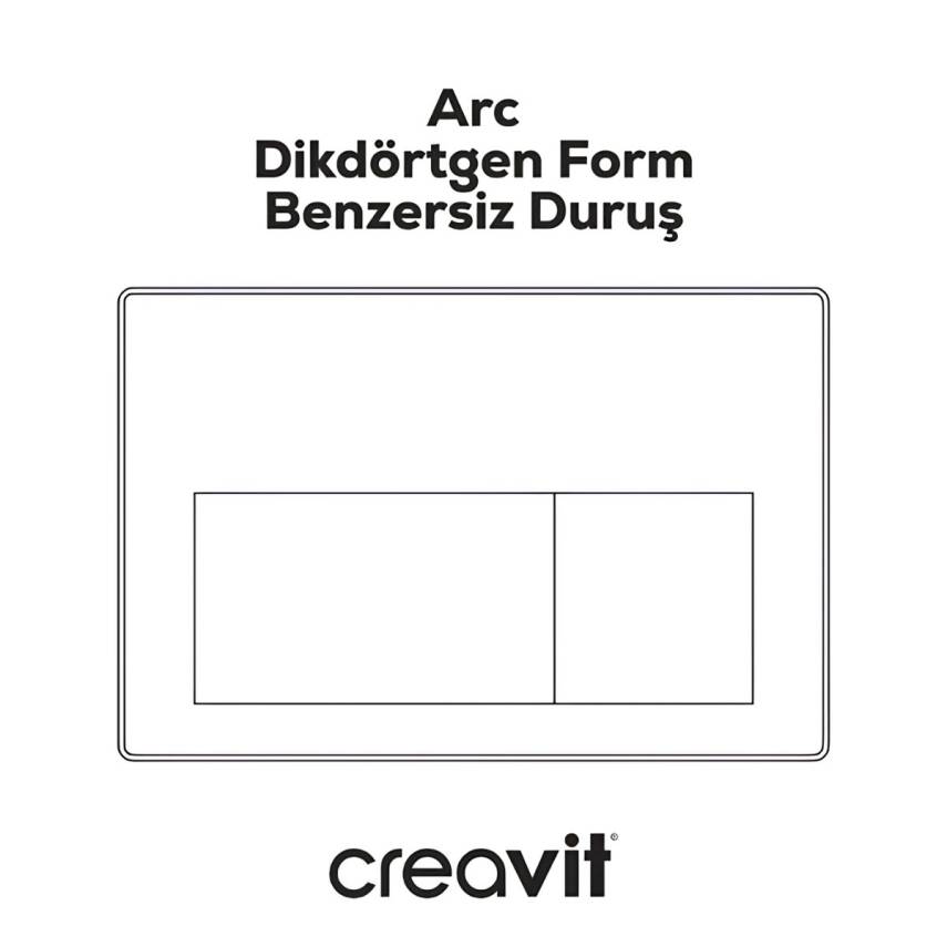 Creavit Arc Mat Gri Gömme Rezervuar Seti Asma Klozet Uyumlu 8 Cm 3/6 Litre GR5001-GP8002-MS.AC50L - 5