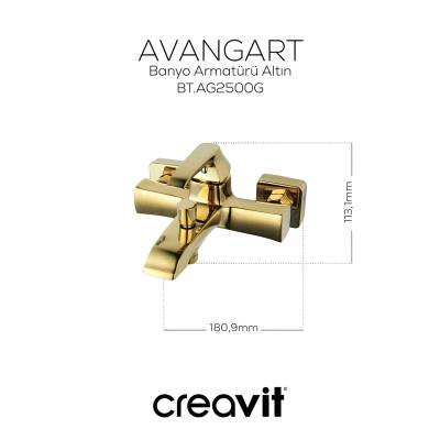Creavit Avangart Altın Lavabo-Banyo-Eviye Bataryası 3'lü Set AG1500G-AG2500G-AG8500G - 3