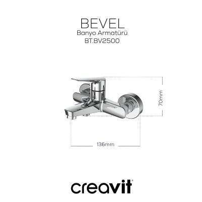 Creavit Bevel Krom Lavabo-Banyo-Eviye Bataryası 3'lü Set BV1500-BV2500-BV8500 - 4