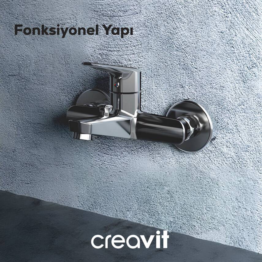Creavit Bevel Krom Lavabo-Banyo-Eviye Bataryası 3'lü Set BV1500-BV2500-BV8500 - 5