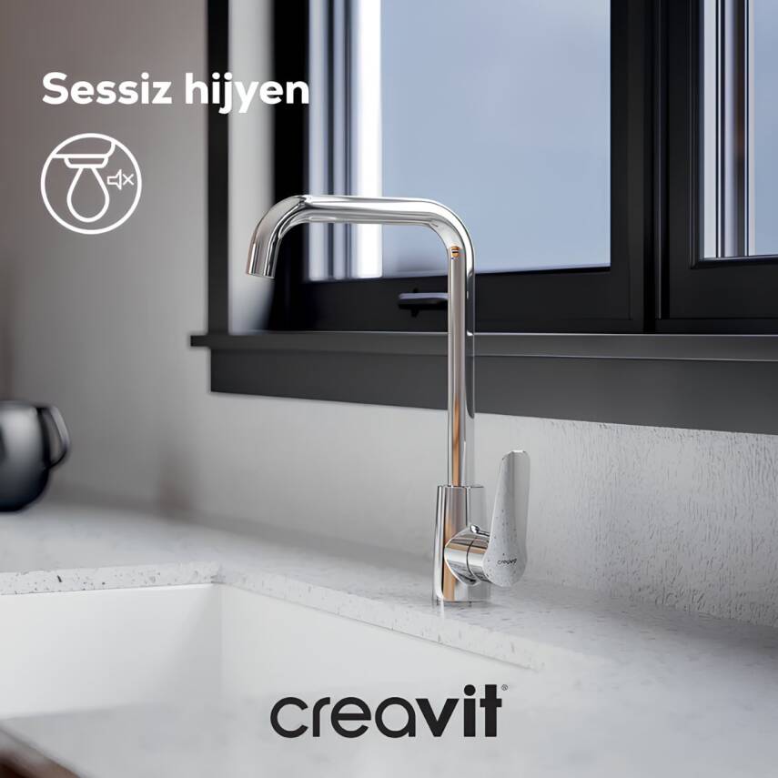 Creavit Bevel Krom Lavabo-Banyo-Eviye Bataryası 3'lü Set BV1500-BV2500-BV8500 - 7