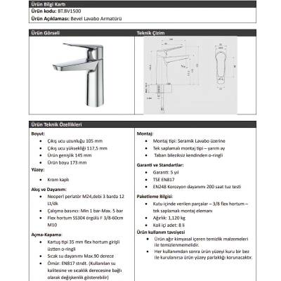 Creavit Bevel Krom Lavabo Bataryası BV1500 - 2