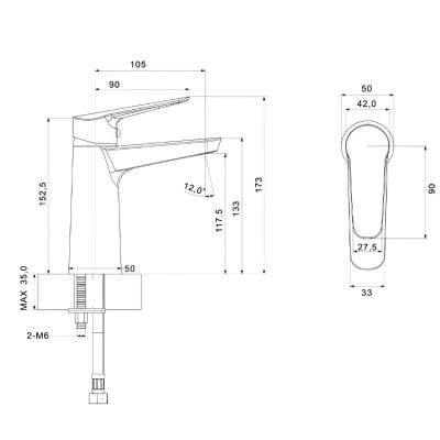 Creavit Bevel Krom Lavabo Bataryası BV1500 - 5
