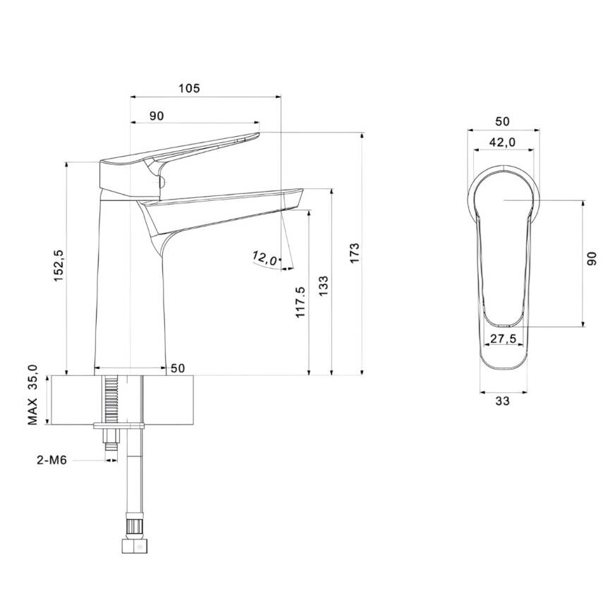 Creavit Bevel Krom Lavabo Bataryası BV1500 - 5