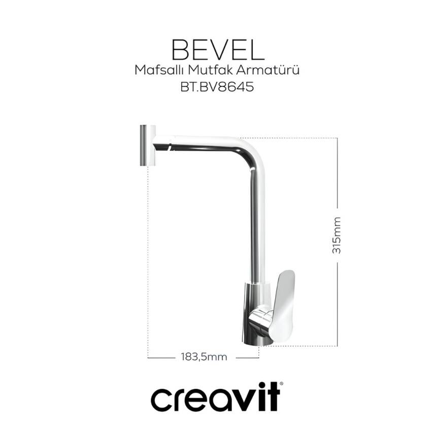 Creavit Bevel Mafsallı Krom Eviye Armatürü BV8645 - 2