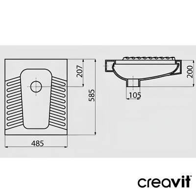 Creavit Çevre Yıkamalı Tuvalet Taşı 50x60 Cm TP570 - 3