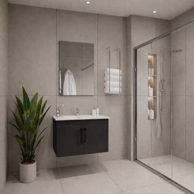 Creavit D20 Banyo Dolabı Seti Çekmeceli 65 Cm Antrasit