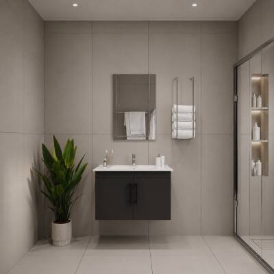 Creavit D20 Banyo Dolabı Seti Çekmeceli 65 Cm Antrasit - 2