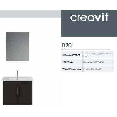 Creavit D20 Banyo Dolabı Seti Çekmeceli 65 Cm Antrasit - 4