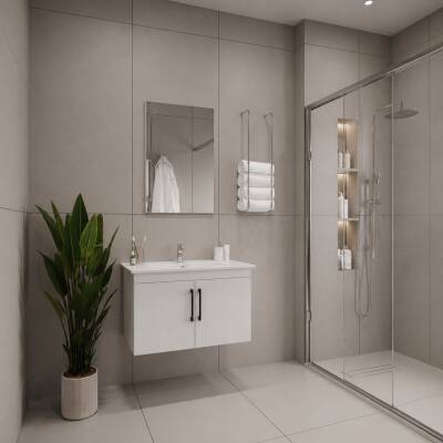 Creavit D20 Banyo Dolabı Seti Çekmeceli 65 Cm Beyaz