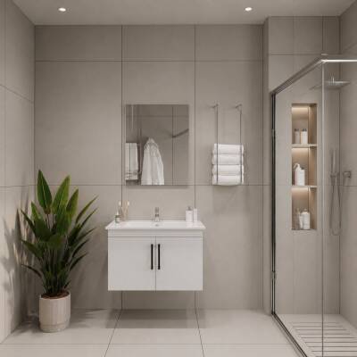 Creavit D20 Banyo Dolabı Seti Çekmeceli 65 Cm Beyaz - 2