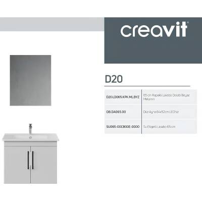 Creavit D20 Banyo Dolabı Seti Çekmeceli 65 Cm Beyaz - 4
