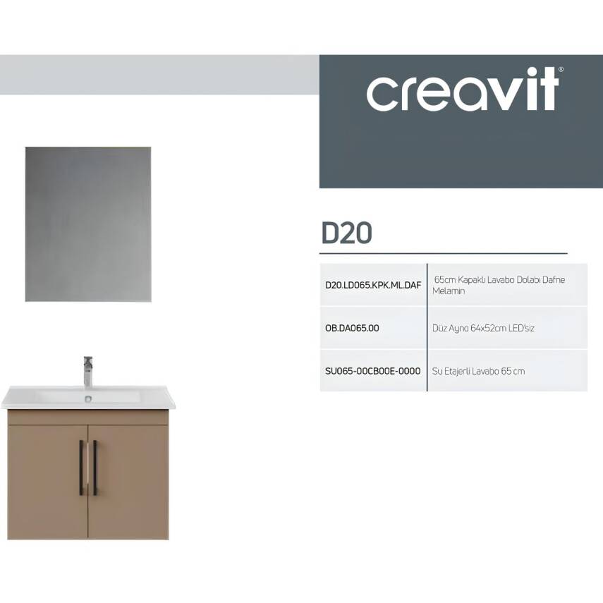 Creavit D20 Banyo Dolabı Seti Çekmeceli 65 Cm Dafne - 4