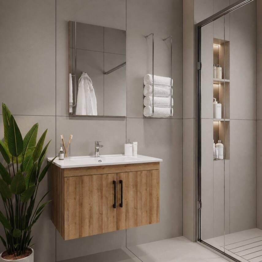 Creavit D20 Banyo Dolabı Seti Çekmeceli 65 Cm Everest - 1