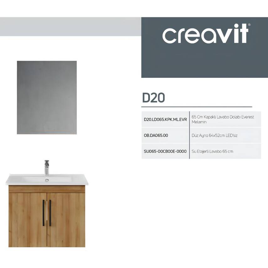 Creavit D20 Banyo Dolabı Seti Çekmeceli 65 Cm Everest - 4
