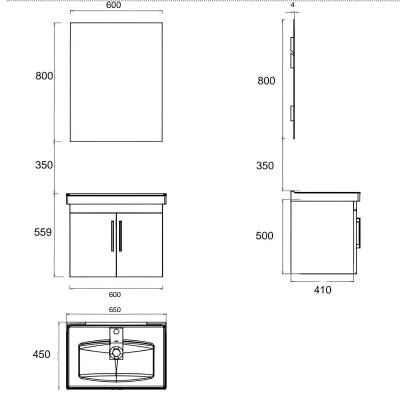Creavit D20 Banyo Dolabı Seti Çekmeceli 65 Cm Everest - 5