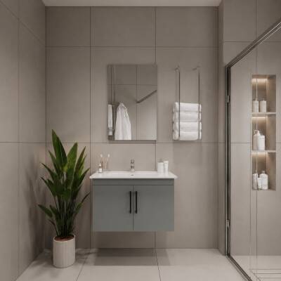 Creavit D20 Banyo Dolabı Seti Çekmeceli 65 Cm Gri - 2