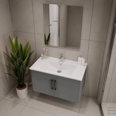 Creavit D20 Banyo Dolabı Seti Çekmeceli 65 Cm Gri - 3