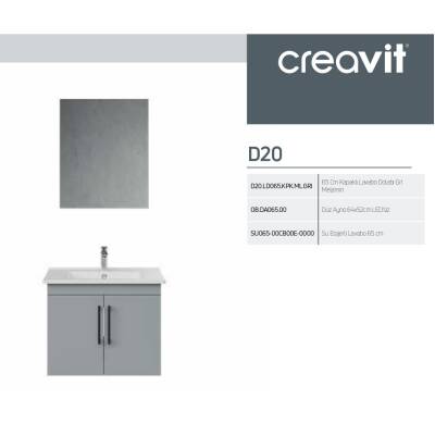 Creavit D20 Banyo Dolabı Seti Çekmeceli 65 Cm Gri - 4
