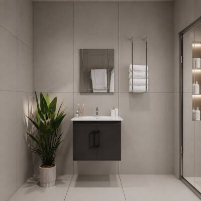 Creavit D20 Banyo Dolabı Seti Çekmeceli 80 Cm Antrasit - 2