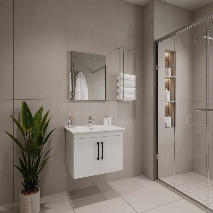 Creavit D20 Banyo Dolabı Seti Çekmeceli 80 Cm Beyaz - 1
