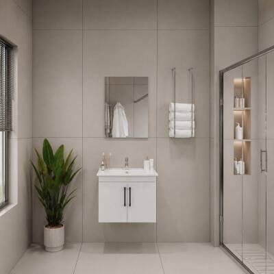 Creavit D20 Banyo Dolabı Seti Çekmeceli 80 Cm Beyaz - 2