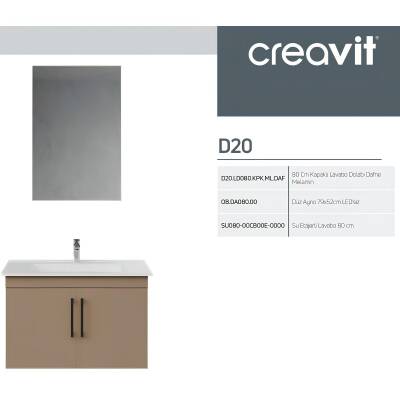 Creavit D20 Banyo Dolabı Seti Çekmeceli 80 Cm Dafne - 4