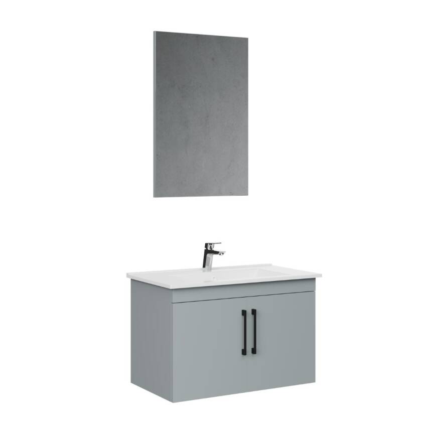 Creavit D20 Banyo Dolabı Seti Çekmeceli 80 Cm Gri - 6