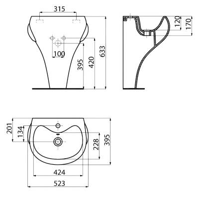 Creavit Ducky Monoblok Batarya Delikli Çocuk Lavabo 40x52 Cm DC052 - 5